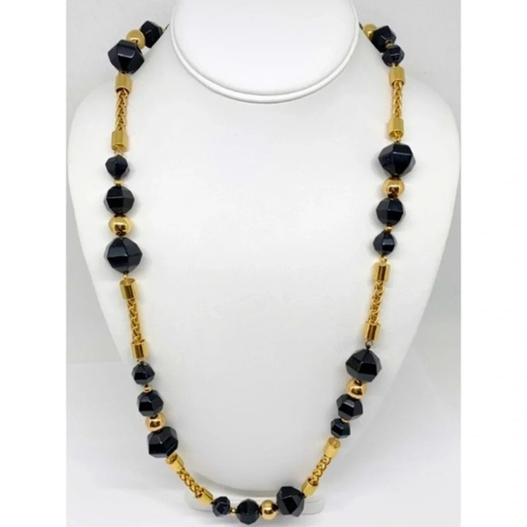 Kate Spade Cut to the Chase Black & Gold Necklace - Picture 1 of 2